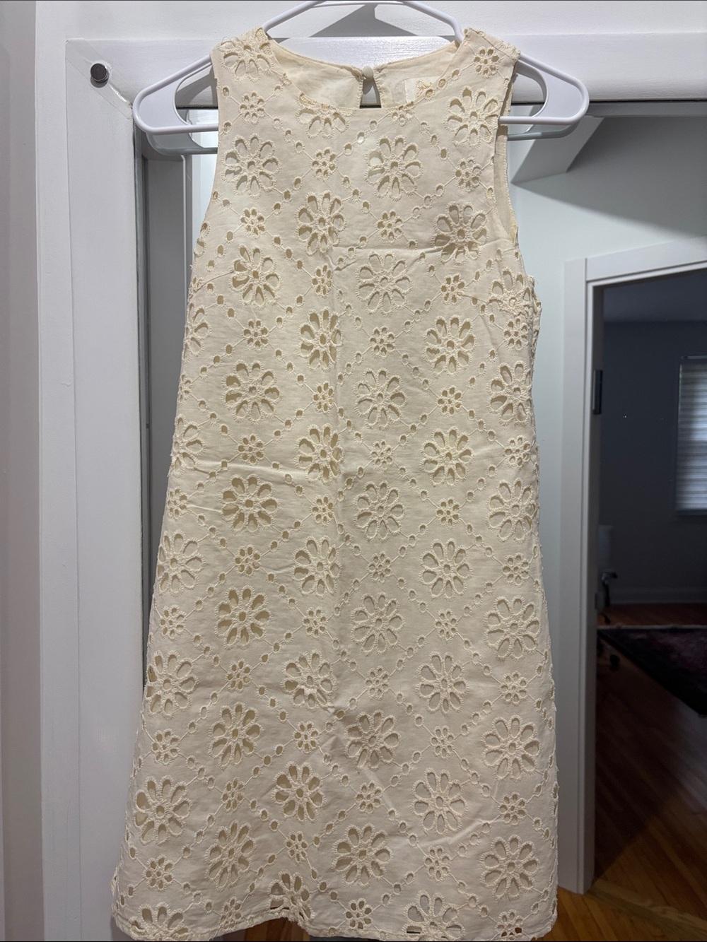 JB by Julie Brown Cream Floral Eyelet Shift Dress Size XS